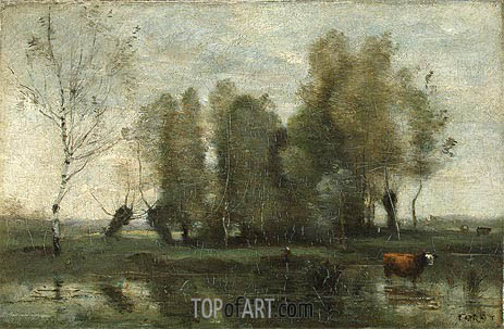 463x303 Trees In A Swamp Corot Painting Reproduction 3643 Topofart - Corot Painting