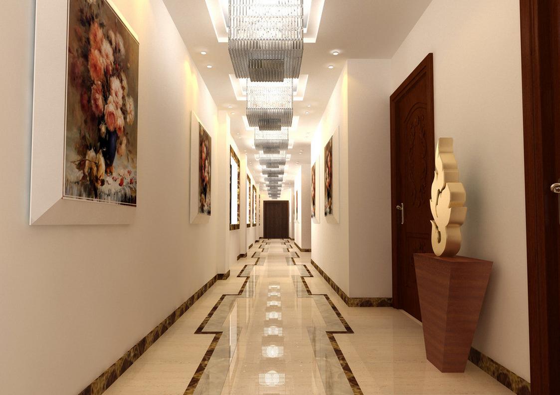 1123x791 Corridor Lighting And Decorative Painting Download 3d House - Corridor Painting