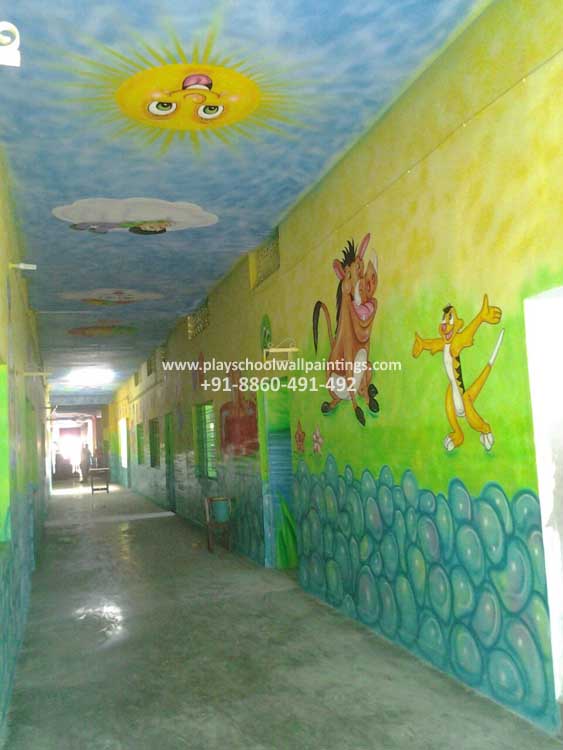 563x750 Play School Wall Painting 3d Corridor Theme Paintings - Corridor Painting