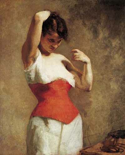 400x496 Femme Au Corset Rouge, 1880, Adrien De Witte. The Dreamstress - Corset Painting