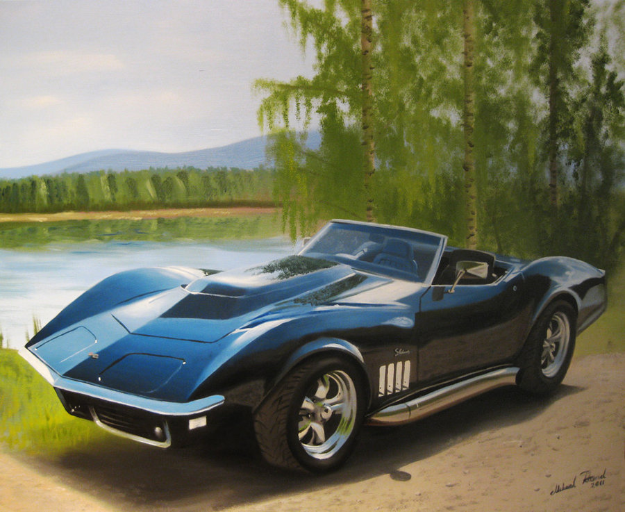 900x737 Corvette Oil Painting By Regius - Corvette Painting