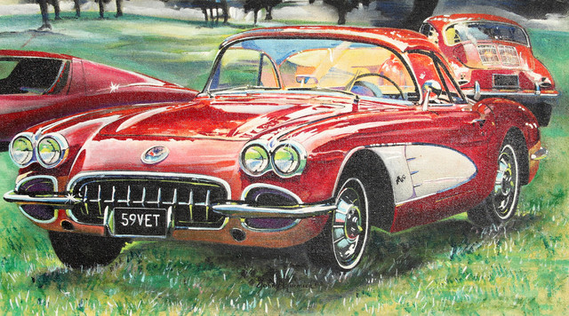 640x356 John Mccormick, 1959 Corvette, Oil Painting - Corvette Painting