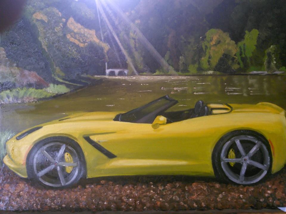 960x720 Oil Painting Corvette Stingray By Kaydio - Corvette Painting
