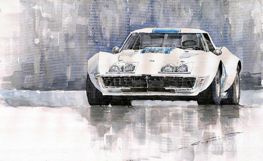 900x552 Chevrolet Corvette C3 Painting By Yuriy Shevchuk - Corvette Painting