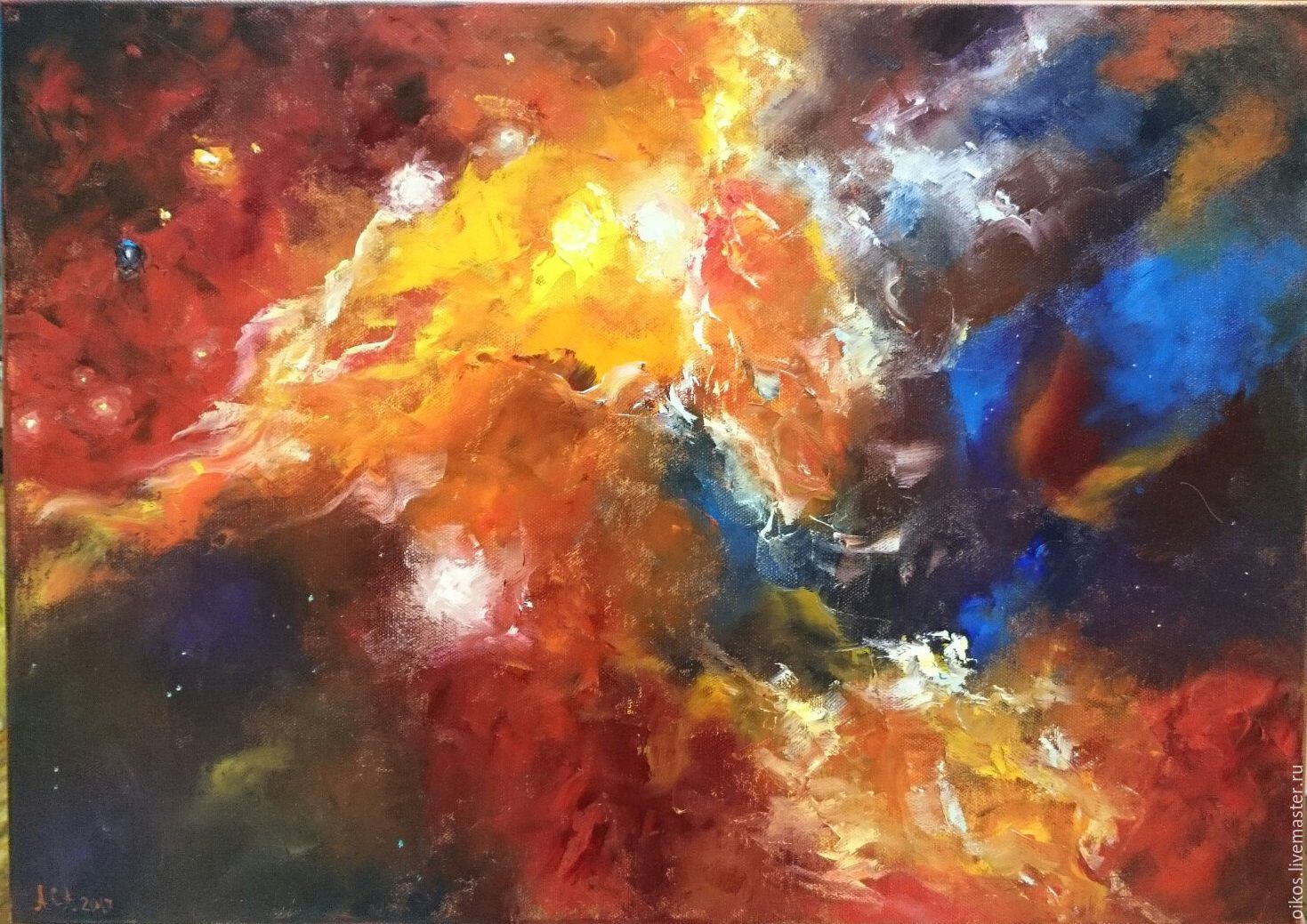 1469x1039 Cosmos Oil Painting Abstract Palette Knife Shopline - Cosmos Painting