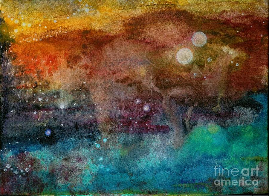 900x654 Twilight In The Cosmos Painting By Janet Hinshaw - Cosmos Painting