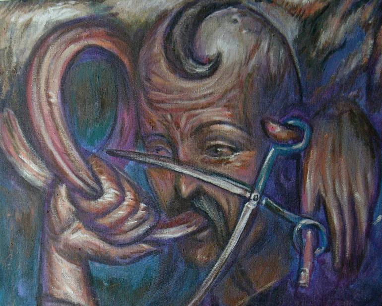 770x617 Saatchi Art Cossack With Scissors Painting By Volodymyr Topiy - Cossack Painting