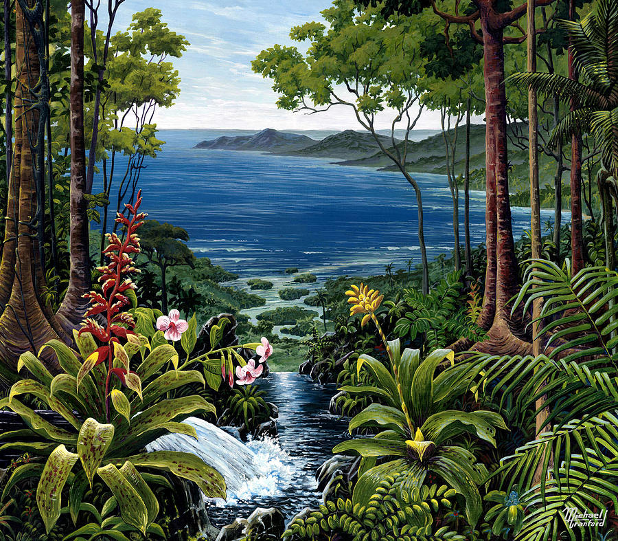 900x787 Osa Peninsula Costa Rica Painting By Michael Cranford - Costa Rica Painting