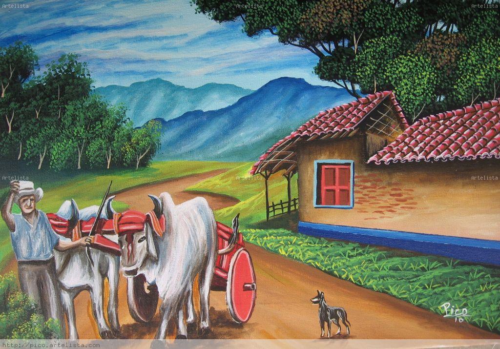 1024x715 Carretas De Costa Rica. Edgar ( Pico) Pikin Serrano - Costa Rica Painting