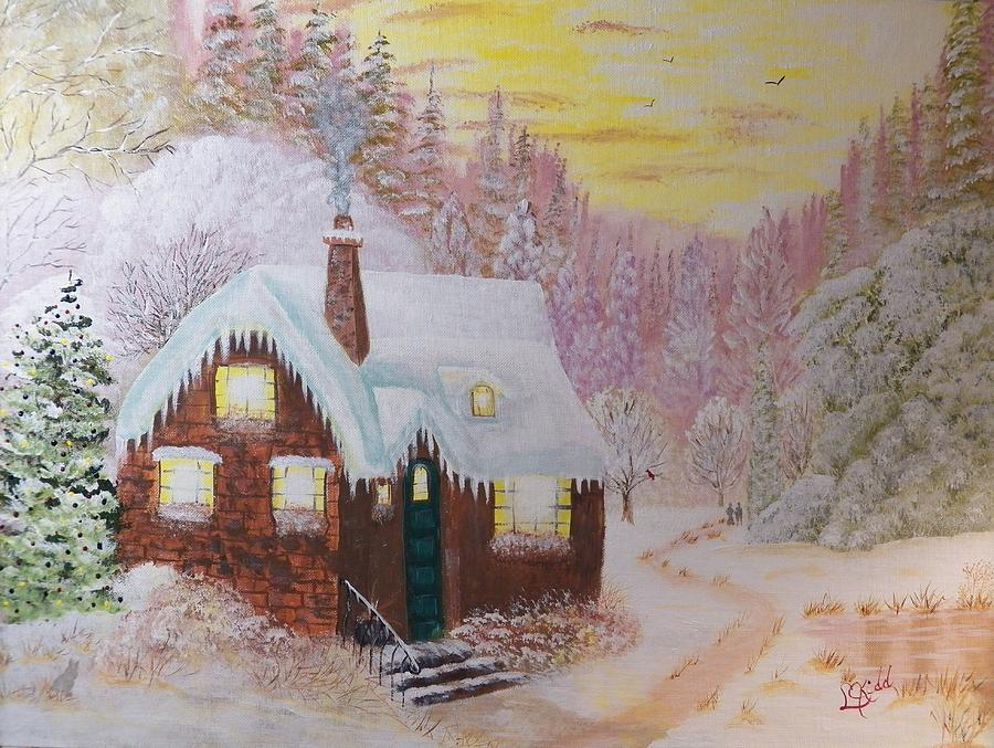 900x677 Cottage In The Woods Painting By Laurie Kidd - Cottage In The Woods Painting