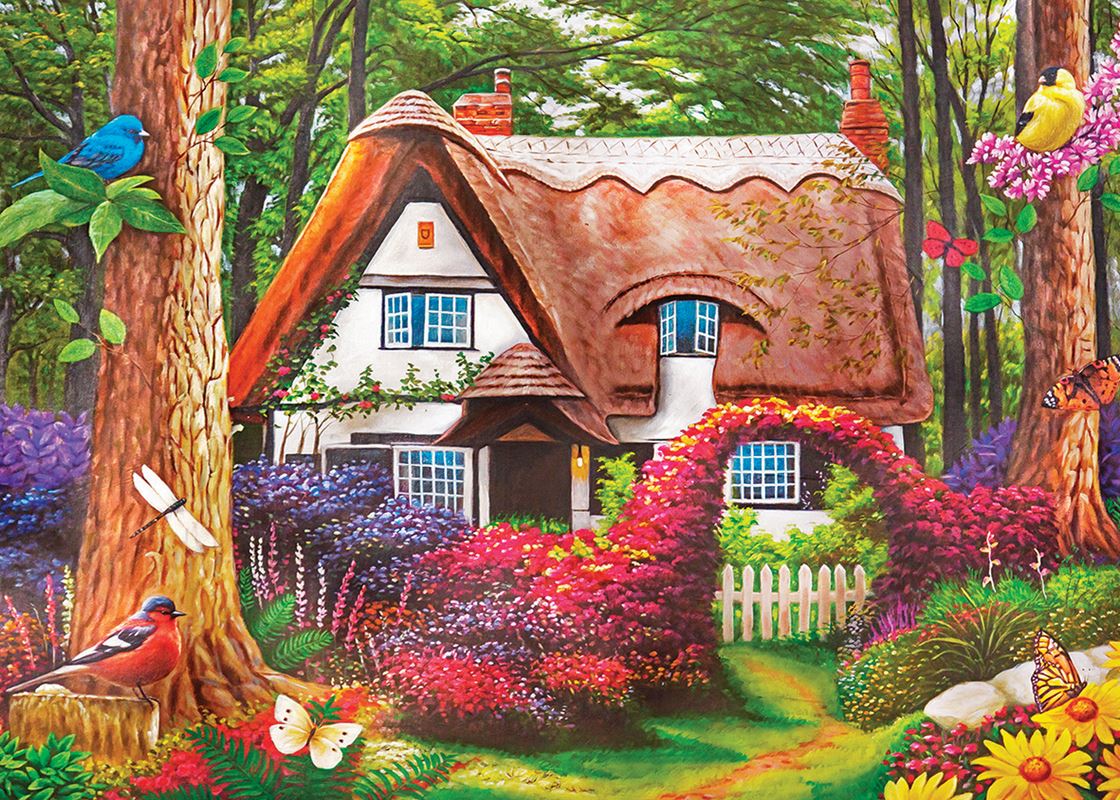 1120x800 Cottage In The Woods (Puzzle Collector Art 1000 Jigsaw Puzzle) - Cottage In The Woods Painting
