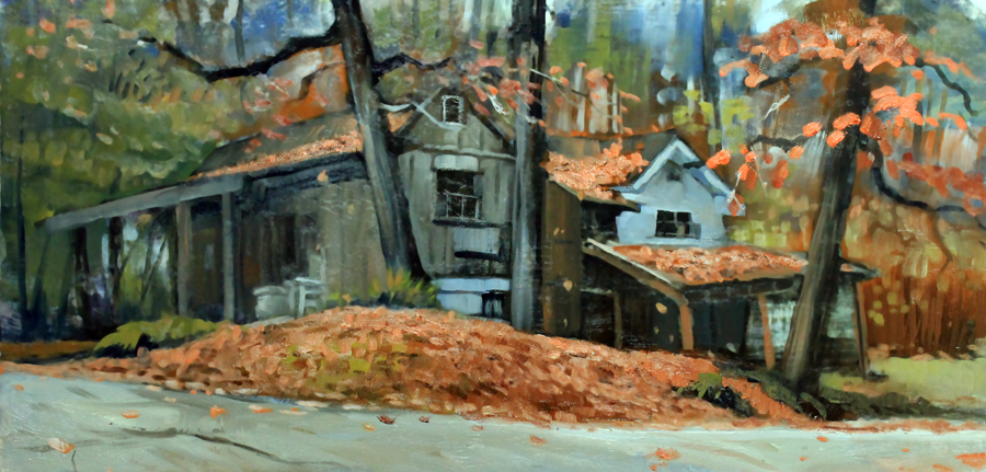 900x431 Ed Cahill Plein Air Landscape Painter Marietta, Georgia - Cottage In The Woods Painting