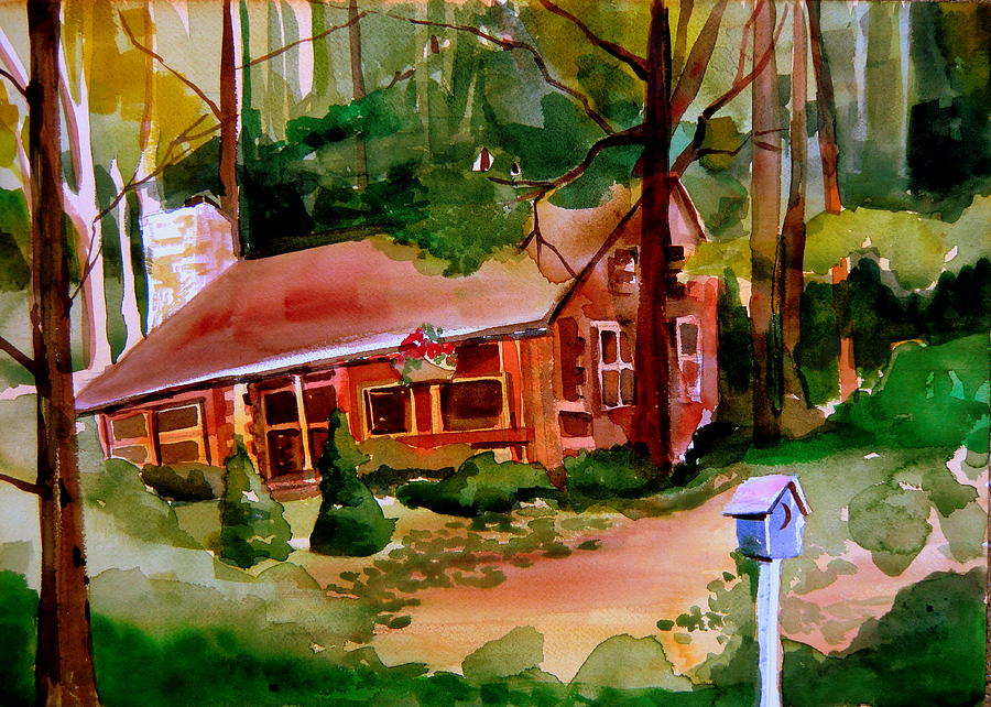 900x642 In A Cottage In The Woods Painting By Mindy Newman - Cottage In The Woods Painting