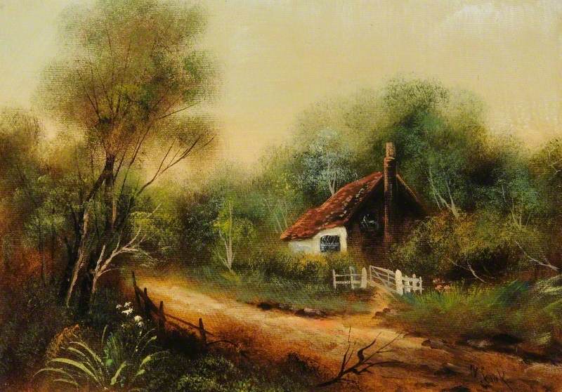 800x558 J. Cook Art Uk - Cottage In The Woods Painting