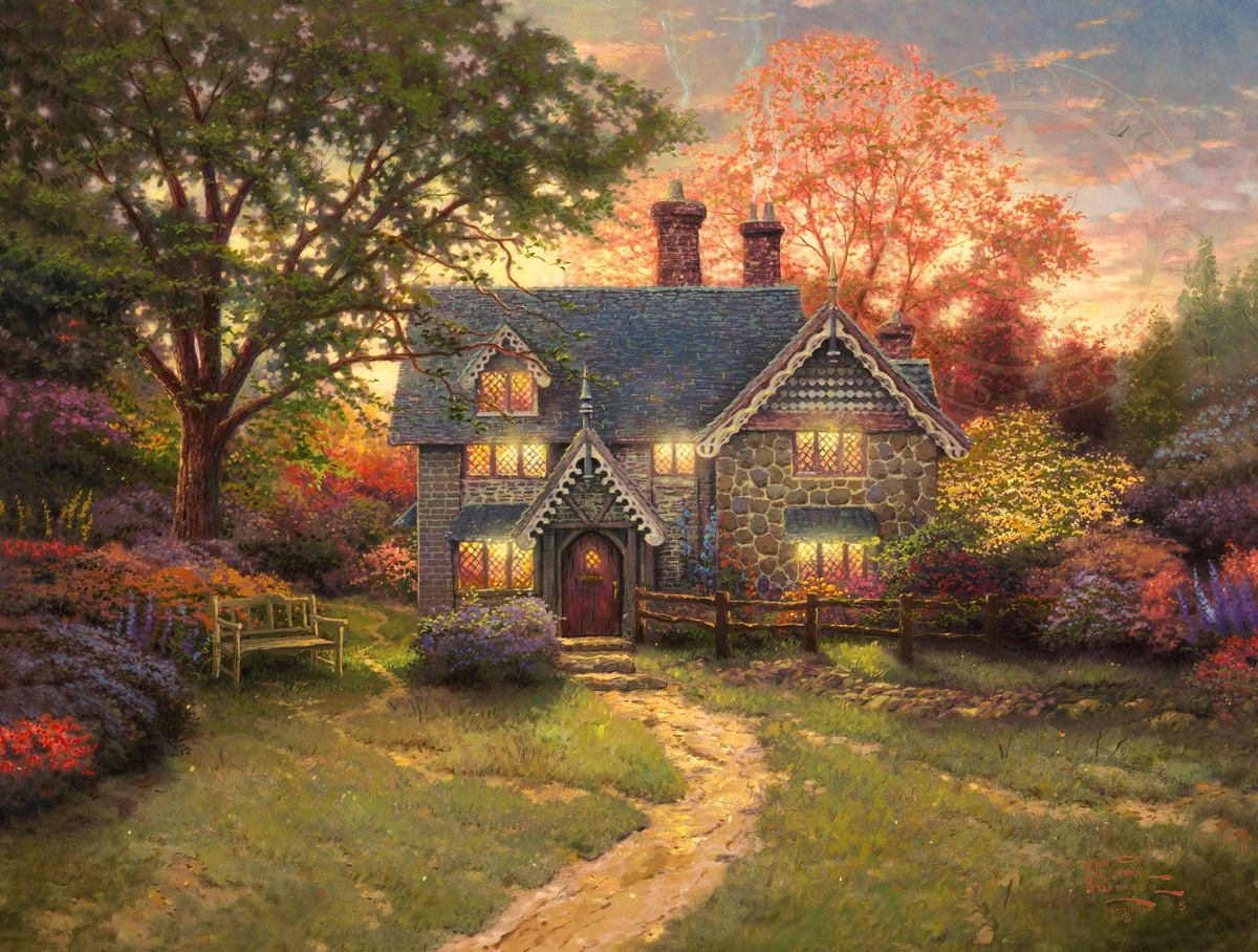 1200x908 Gingerbread Cottage Limited Edition Art The Thomas Kinkade Company - Cottage Painting
