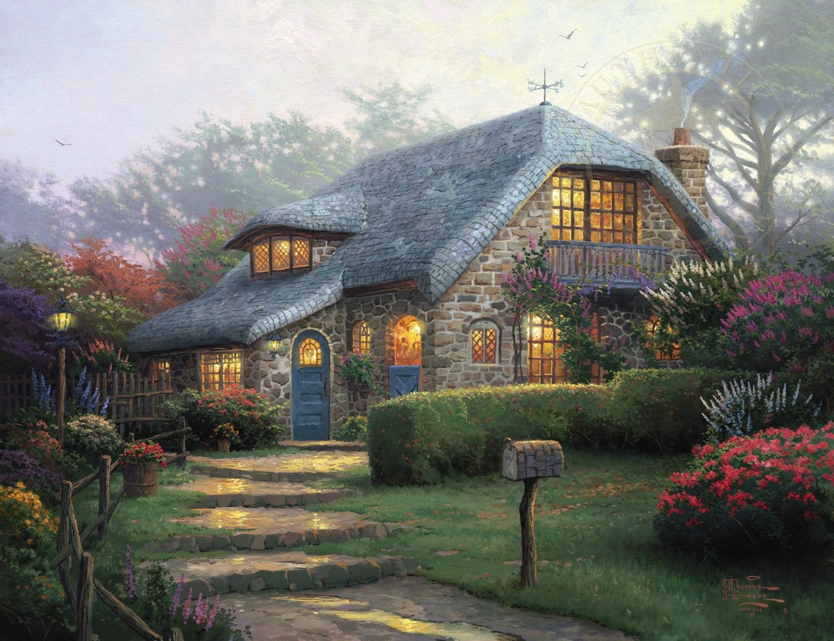 1200x922 Lilac Cottage Limited Edition Art The Thomas Kinkade Company - Cottage Painting