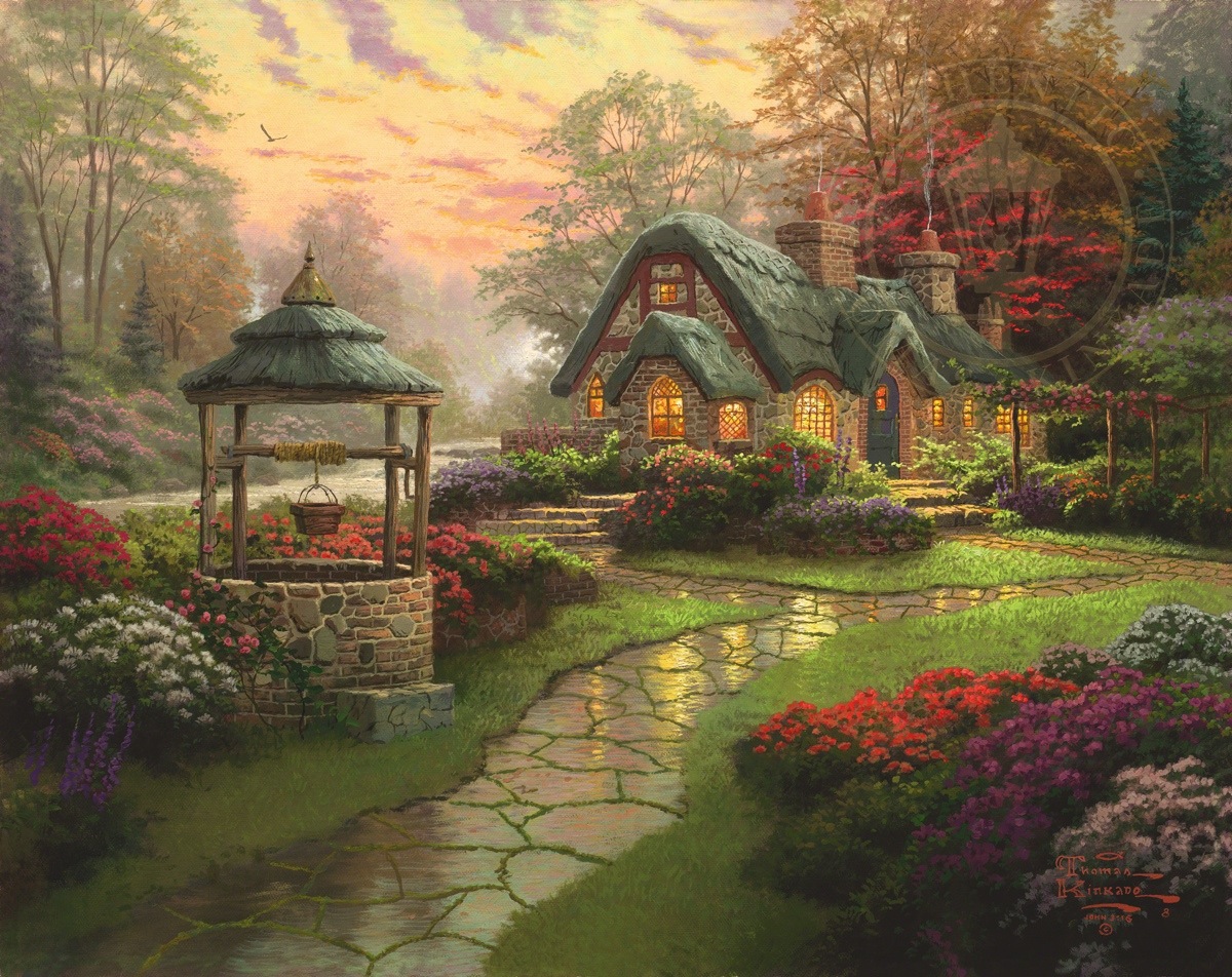 1200x952 Make A Wish Cottage Limited Edition Art The Thomas Kinkade Company - Cottage Painting