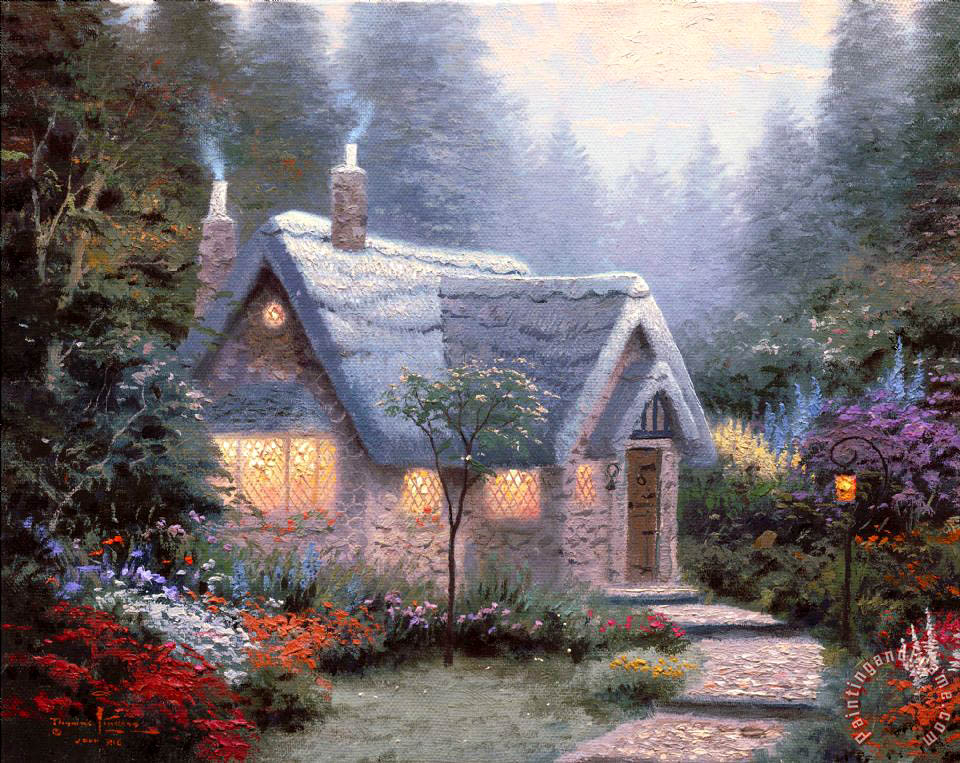 960x763 Thomas Kinkade Cedar Nook Cottage Painting - Cottage Painting