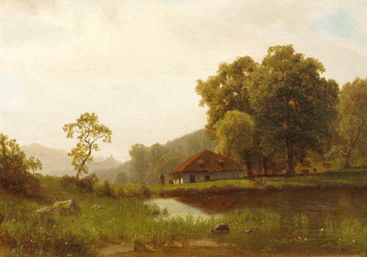 1280x896 Albert Bierstadt, 1830 1902 - Cottage Painting