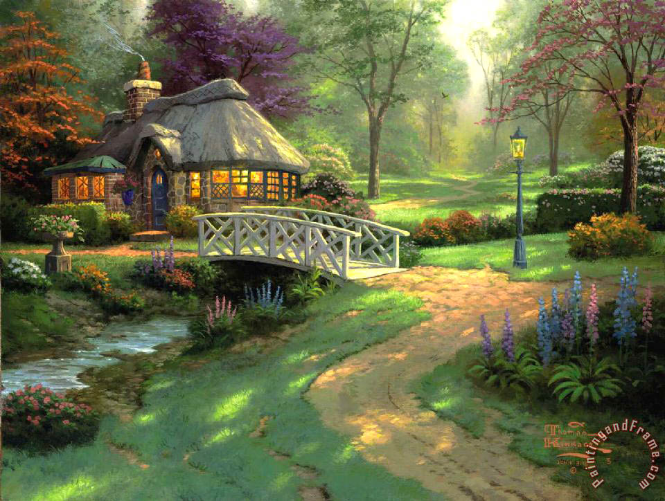 960x724 Thomas Kinkade Friendship Cottage Painting - Cottage Painting