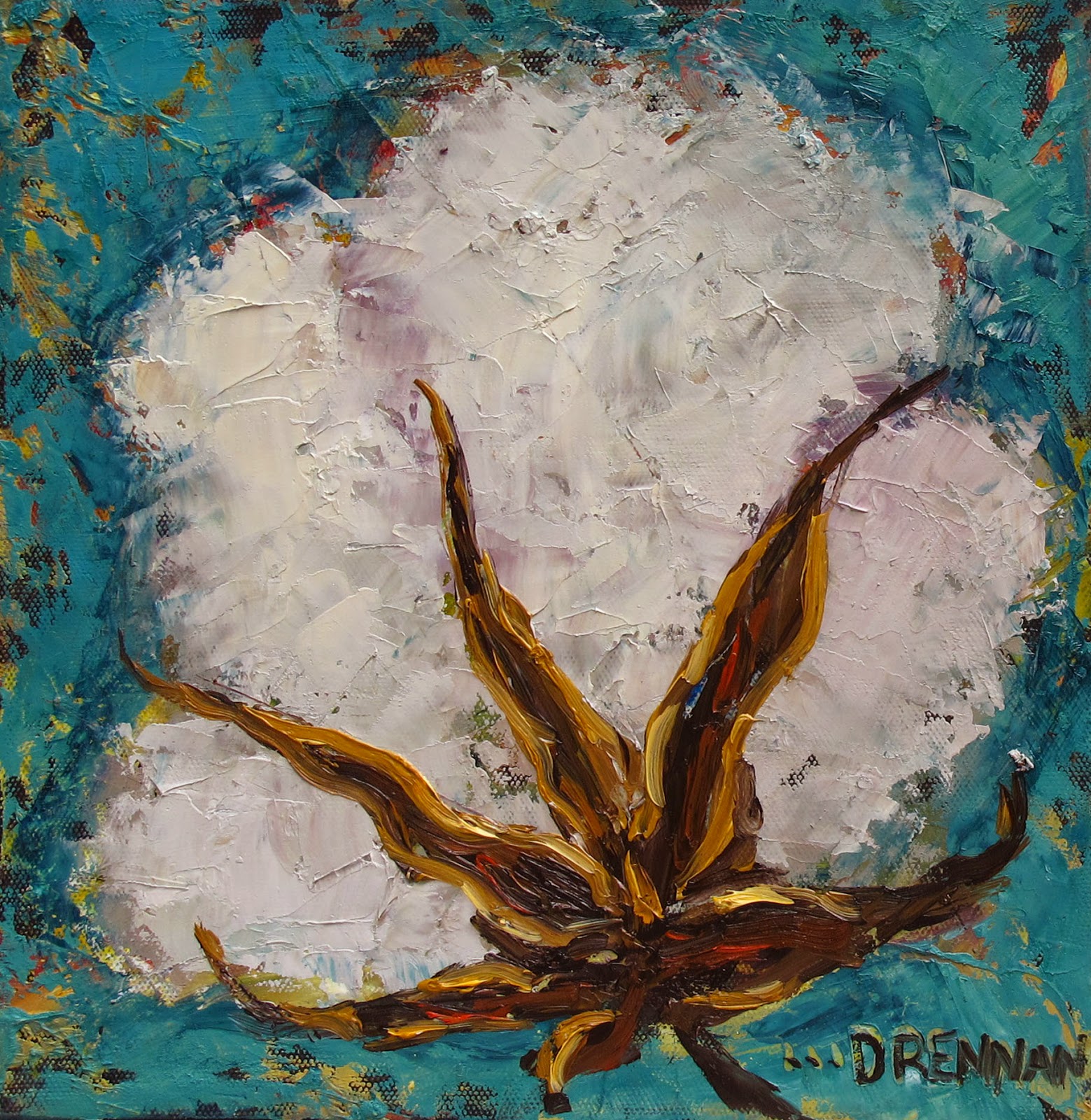 1559x1600 Drennart The Oil Painting Adventures Of Lorrie Drennan Red - Cotton Boll Painting