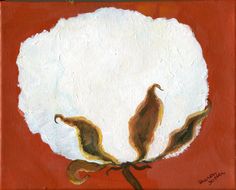 236x190 Original Cotton Boll Acrylics Painting, Cotton Painting, 5 X 7 - Cotton Boll Painting