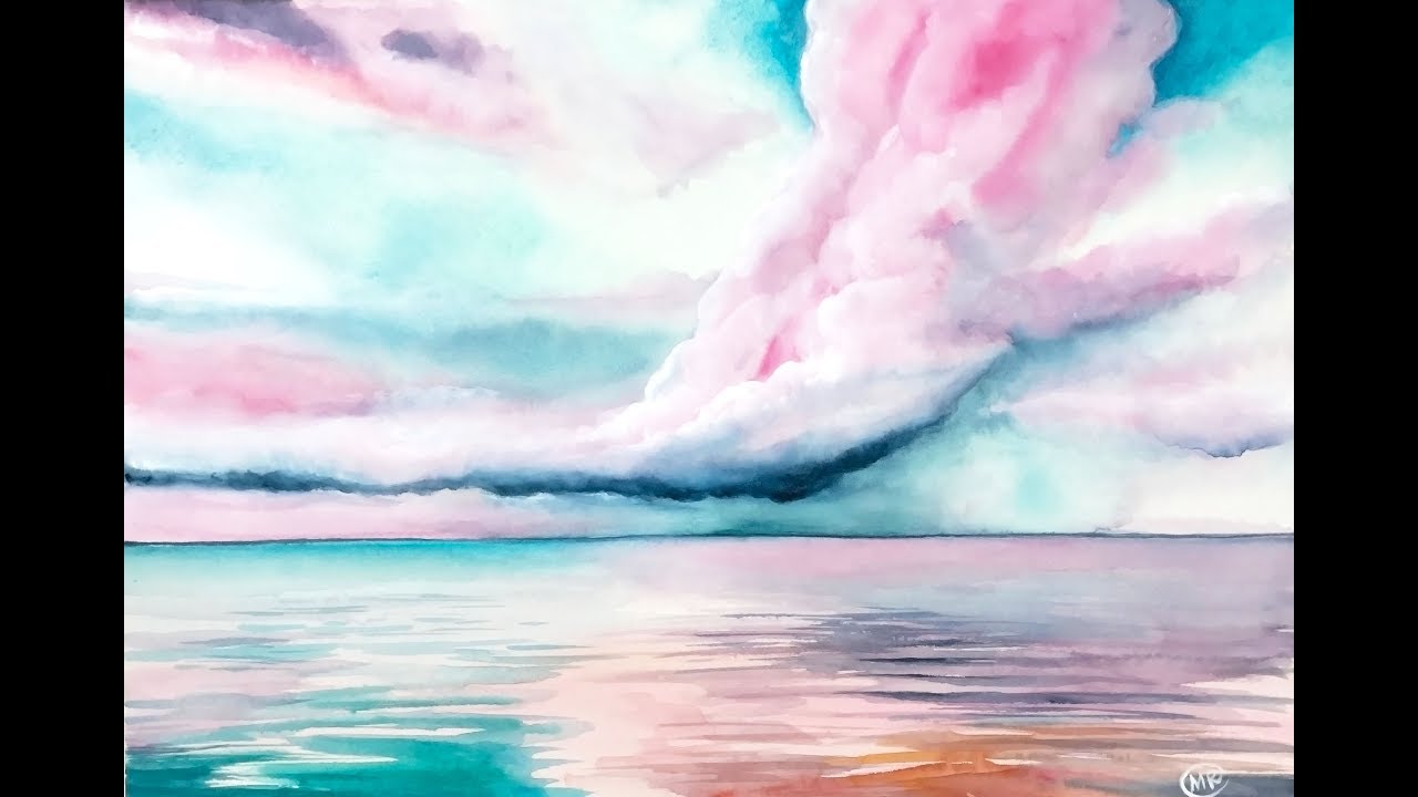 1280x720 Cotton Candy Clouds In Watercolors And Gouache Painting Tutorial - Cotton Candy Painting