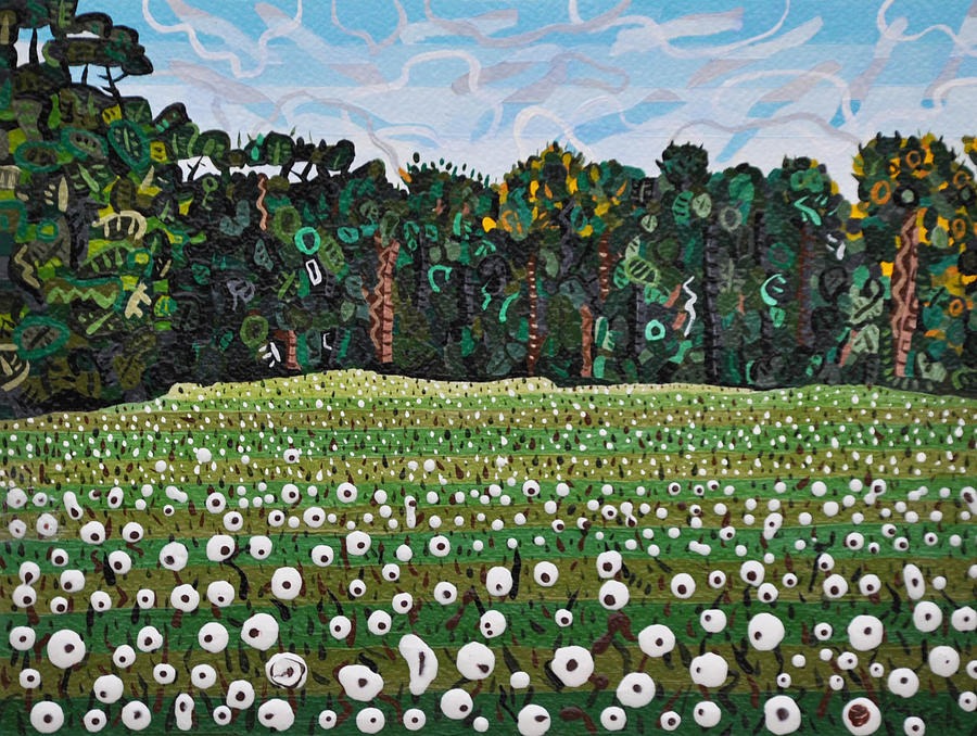 900x678 Cotton Field Off Highway 64 Painting By Micah Mullen - Cotton Field Painting
