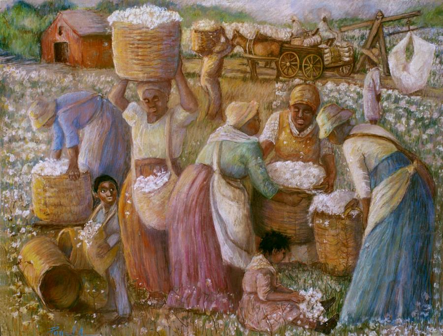 900x682 Cotton Fields Painting By Pamela Mccabe - Cotton Field Painting