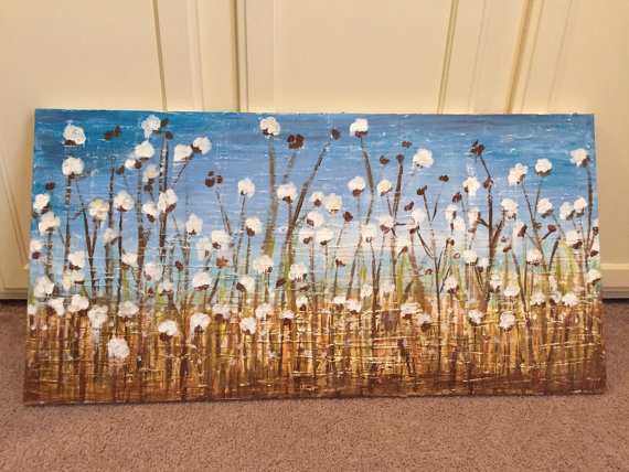570x428 18x36 Cotton Field Painting - Cotton Field Painting