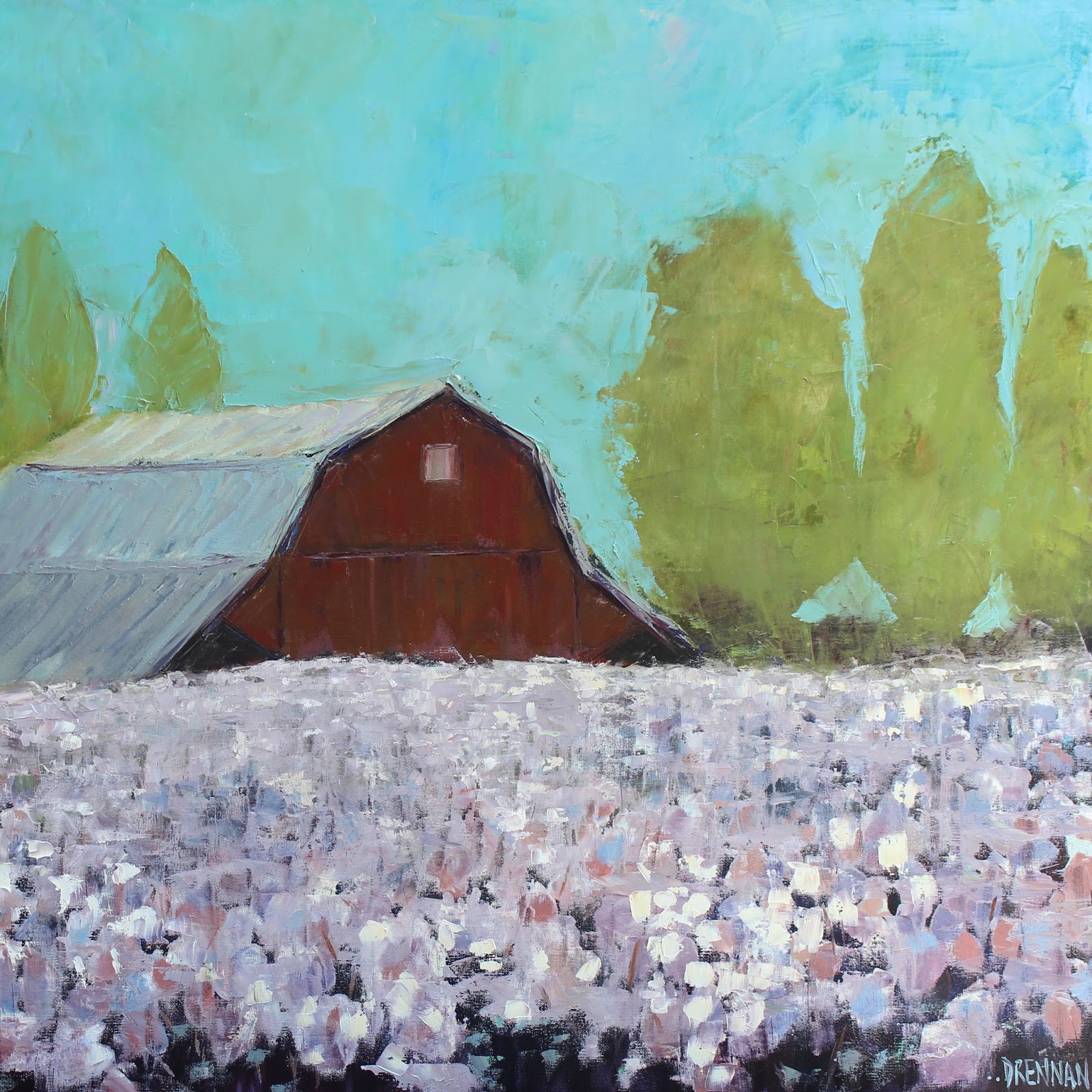 1600x1600 Drennart The Oil Painting Adventures Of Lorrie Drennan Barn - Cotton Field Painting