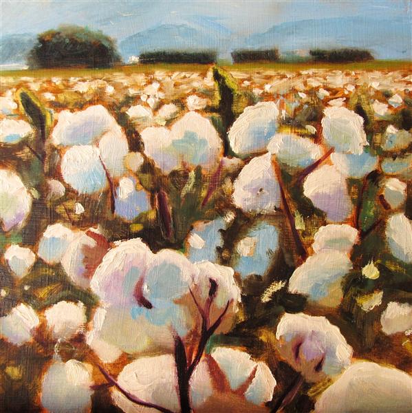 599x600 Adventures In Painting Cotton - Cotton Field Painting