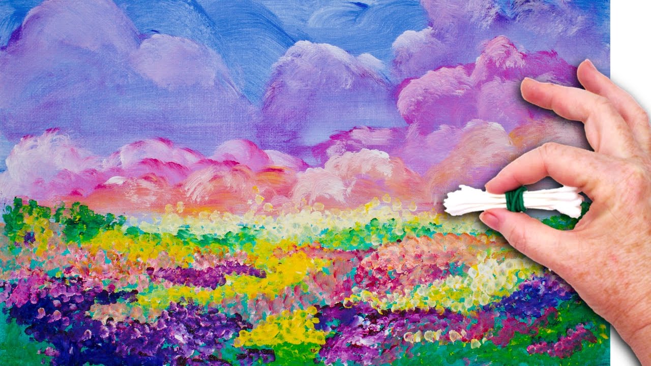 1280x720 Flowers Cotton Swabs Painting Technique For Beginners - Cotton Painting