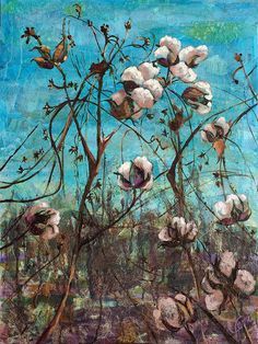 236x314 Cotton Plant Art Georgia Cotton Painting Cotton Decor - Cotton Painting