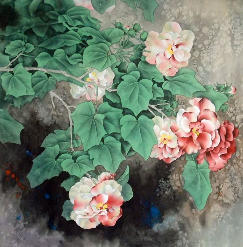 786x800 Chinese Cotton Rose Painting Hibiscus 2421001, 66cm X X - Cotton Plant Painting