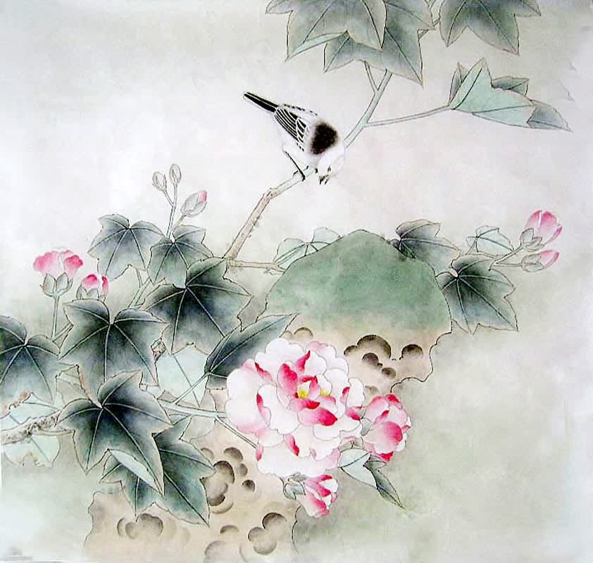 842x800 Chinese Cotton Rose Painting Hibiscus 2462010, 66cm X X - Cotton Plant Painting