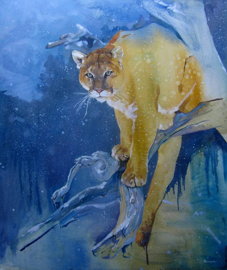 770x916 Saatchi Art Cougar Painting By Oleksii Gnievyshev - Cougar Painting