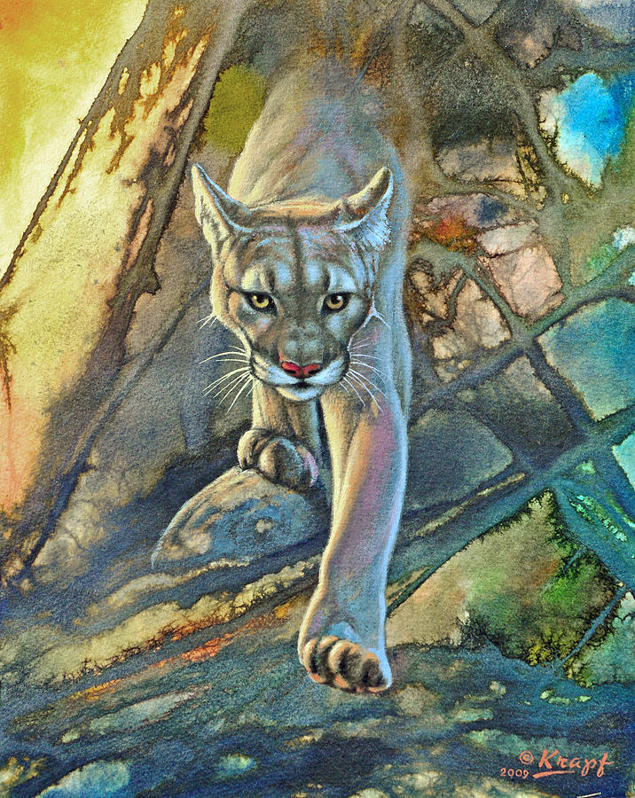 716x900 Cougar In Abstract' Painting By Paul Krapf - Cougar Painting