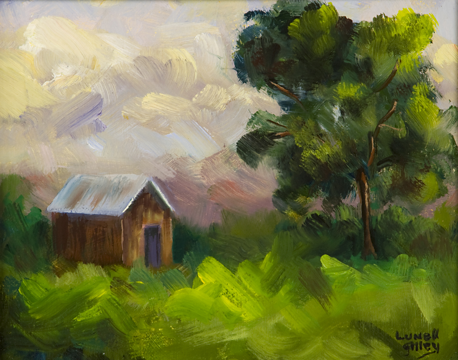 1500x1179 Lunell Gilley Fine Art Country Landscape Painting, Shack - Country Landscape Painting