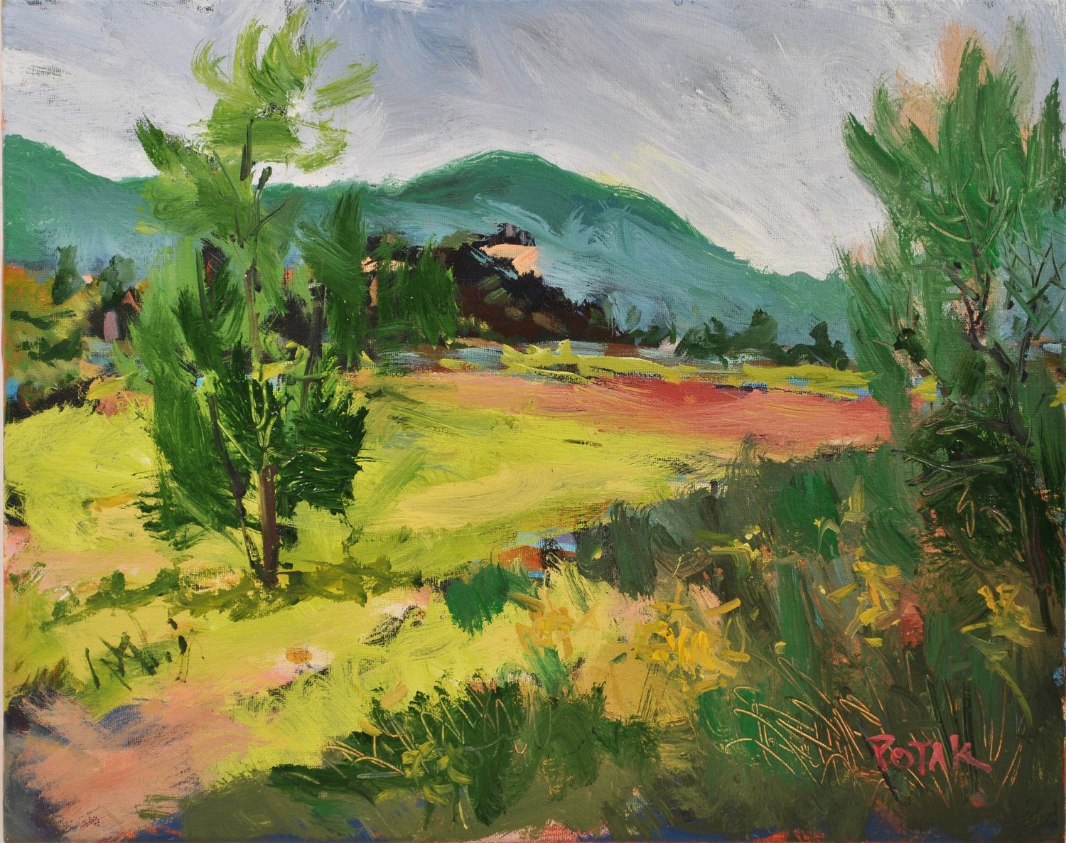 1500x1186 Original Impressionist Country Landscape Painting Of Open Fields - Country Landscape Painting