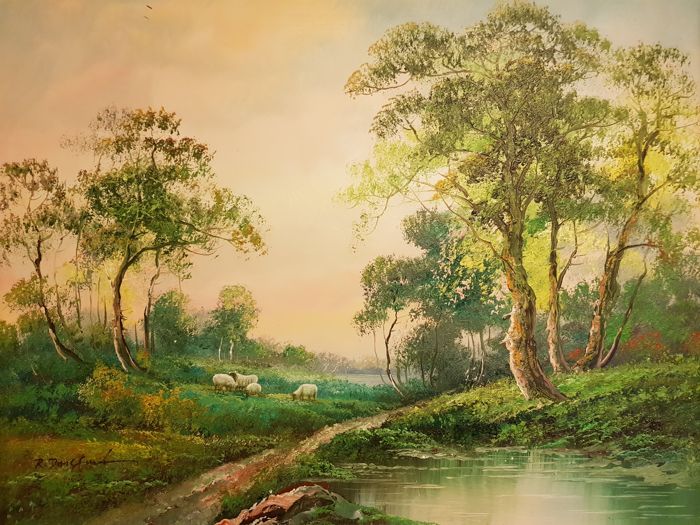 700x525 R. Danford (20th Century) - Country Landscape Painting