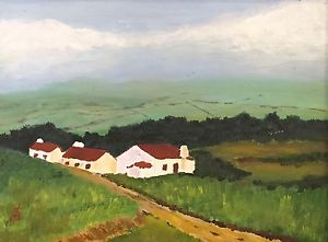 300x221 Country Landscape Painting White Farmhouse Rolling Hills Framed - Country Landscape Painting