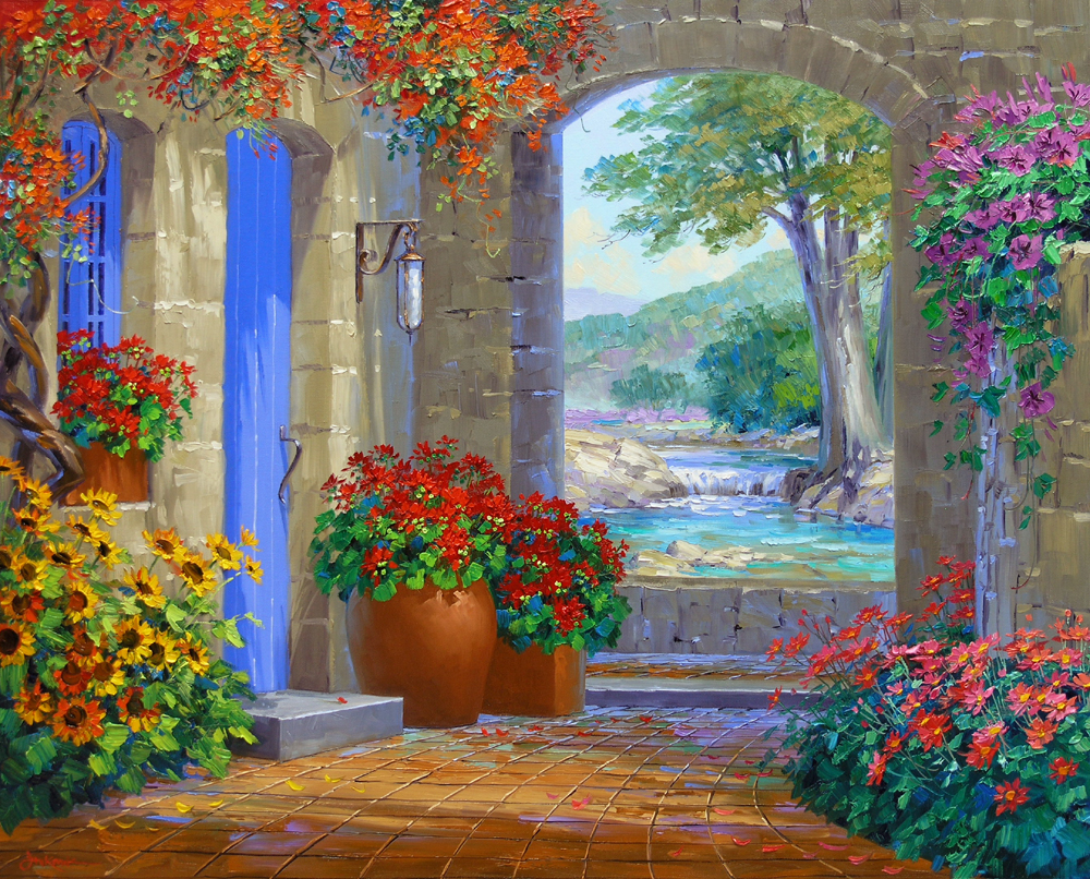 1000x806 Hill Country Serenade Mikki Senkarik - Country Oil Painting