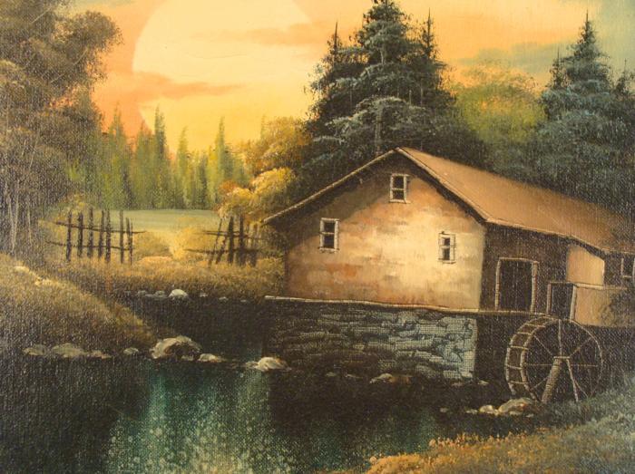 700x523 Nathan Original Oil Painting Old Mill Country Art - Country Oil Painting