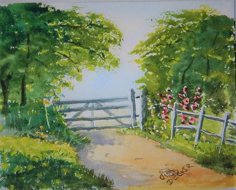 794x638 Farm Painting Farm Gate Smal Painting Country Painting - Country Painting