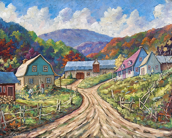 600x483 My Country My Village Painting By Richard T Pranke - Country Painting