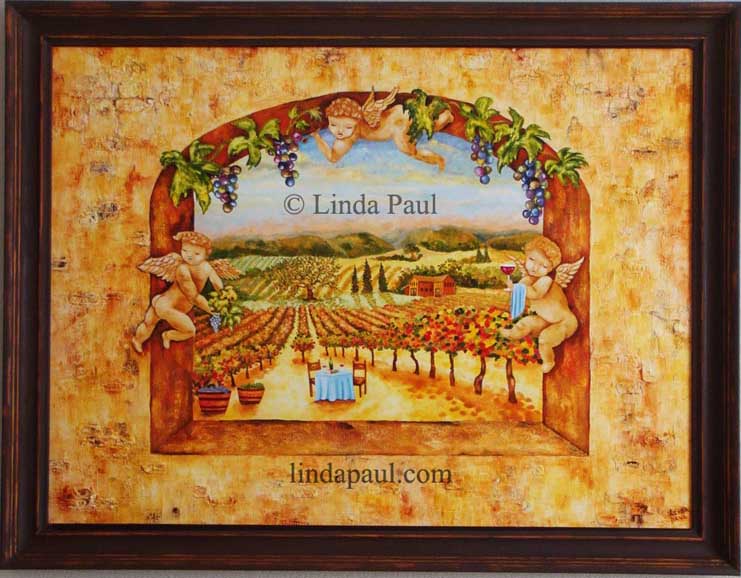 741x578 California Wine Country Painting Of Vineyard Landscape Art - Country Painting