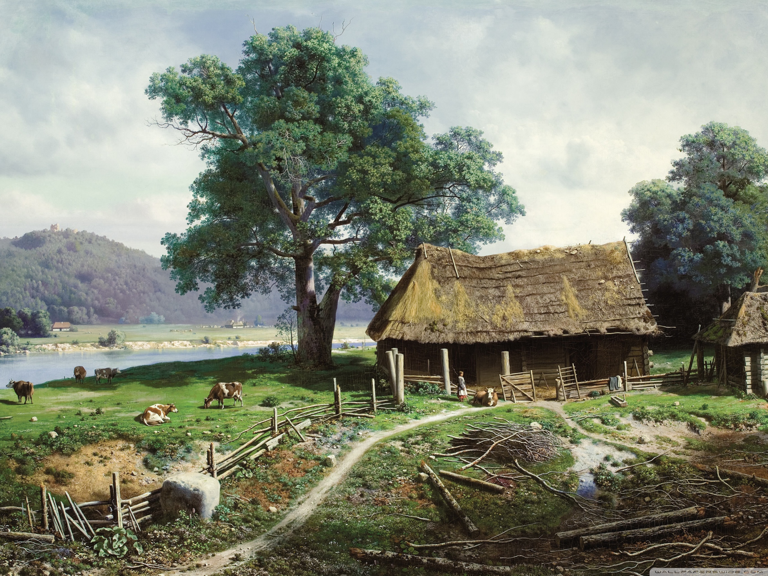 2560x1920 Country House Painting 4k Hd Desktop Wallpaper For Dual - Country Painting