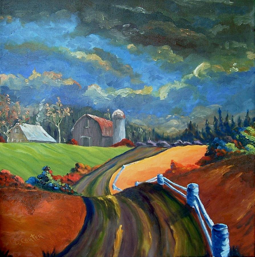895x900 Country Road Painting By David Carter - Country Road Painting