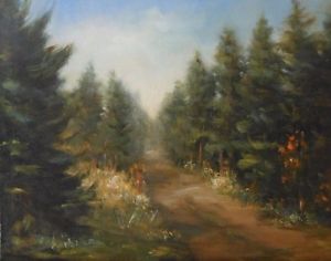 300x236 Country Road, 11x14 Original Oil Painting, Maine Artist, Celene - Country Road Painting